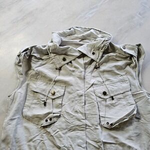 New York &‎ Company Collection Gray Utility Vest Sleeveless Drawstring M